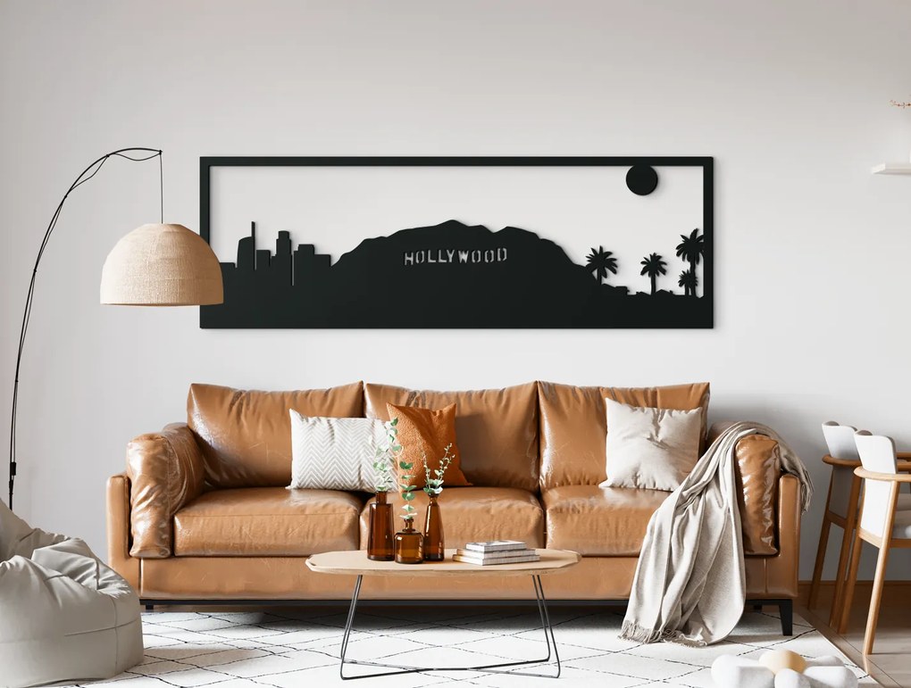 drevko Obraz Los Angeles panoráma Rozmer obrazu: 29,5 x 89 cm, Farba dekorácie: Čierna
