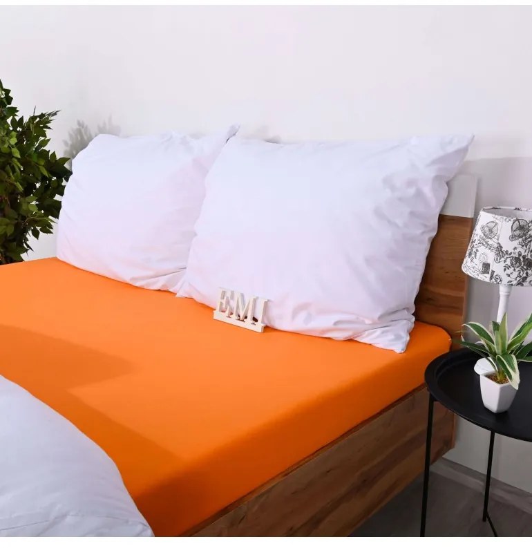 Plachta posteľná oranžová jersey EMI, Plachta predĺžená 90 (100)x220