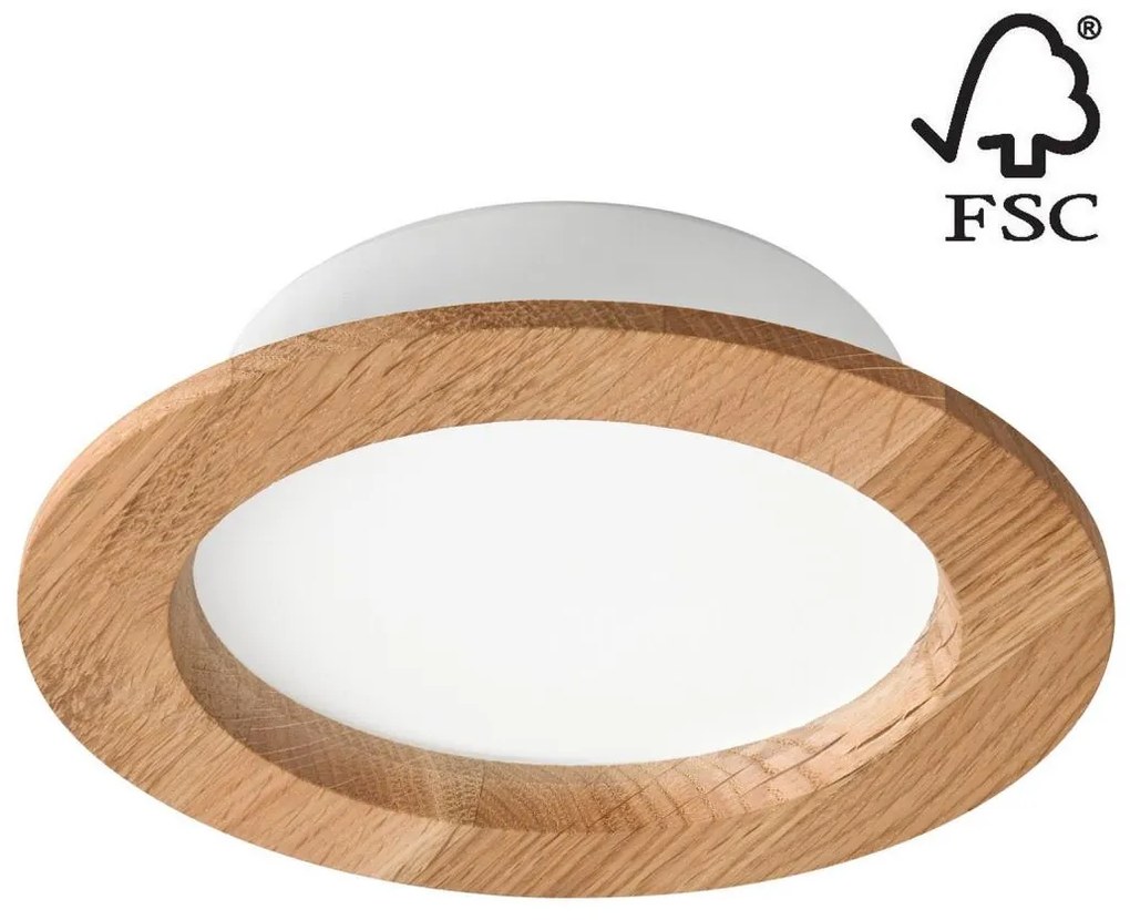 LED Podhľadové svietidlo WOODY SPOT LED/12,5W/230V 4000K dub ø 16 cm