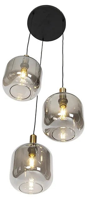 Inteligentné závesné svietidlo čierne s dymovým sklom 3-svetlo vrátane Wifi A60 - Zuzanna