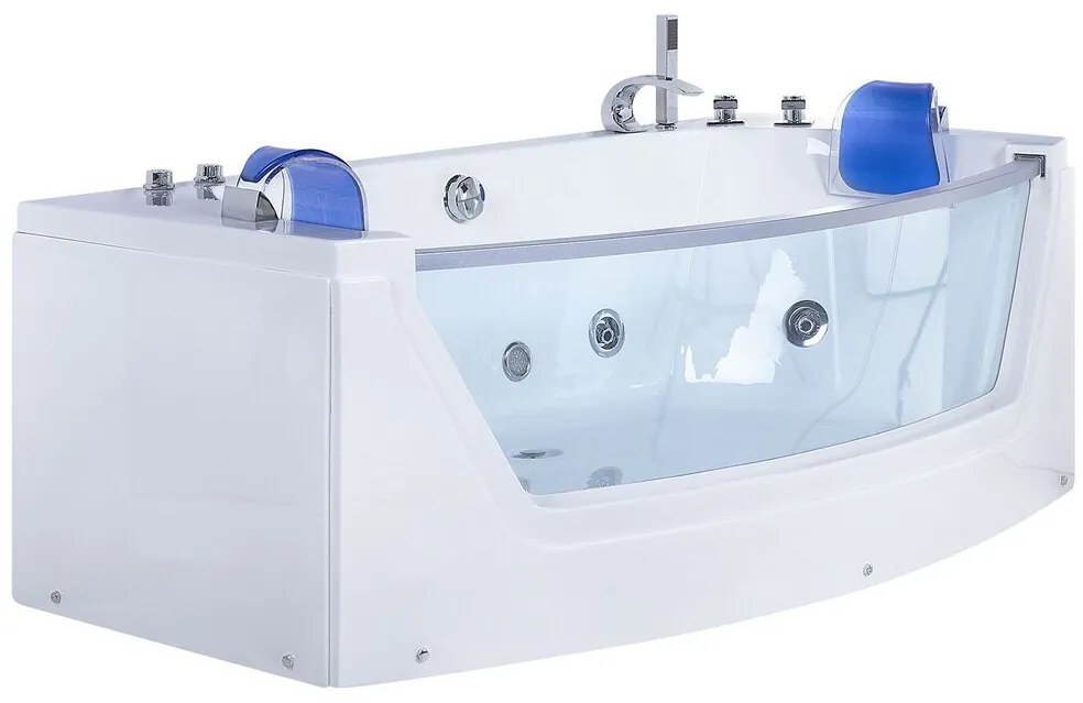Vírivá vaňa s LED osvetlením 175 x 85 cm biela FUERTE Beliani