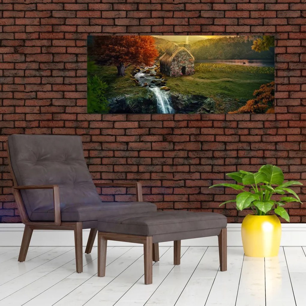 Obraz Chalupku v rozprávkovej krajine (120x50 cm)