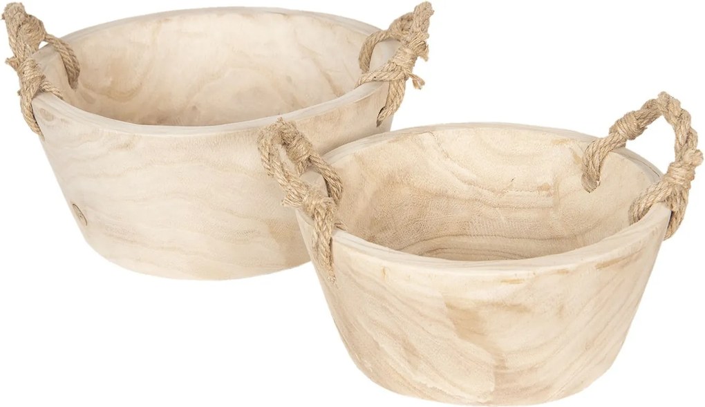 Sada 2 drevených košíkov / misiek - Ø 36 * 16 cm / Ø 29 * 13 cm