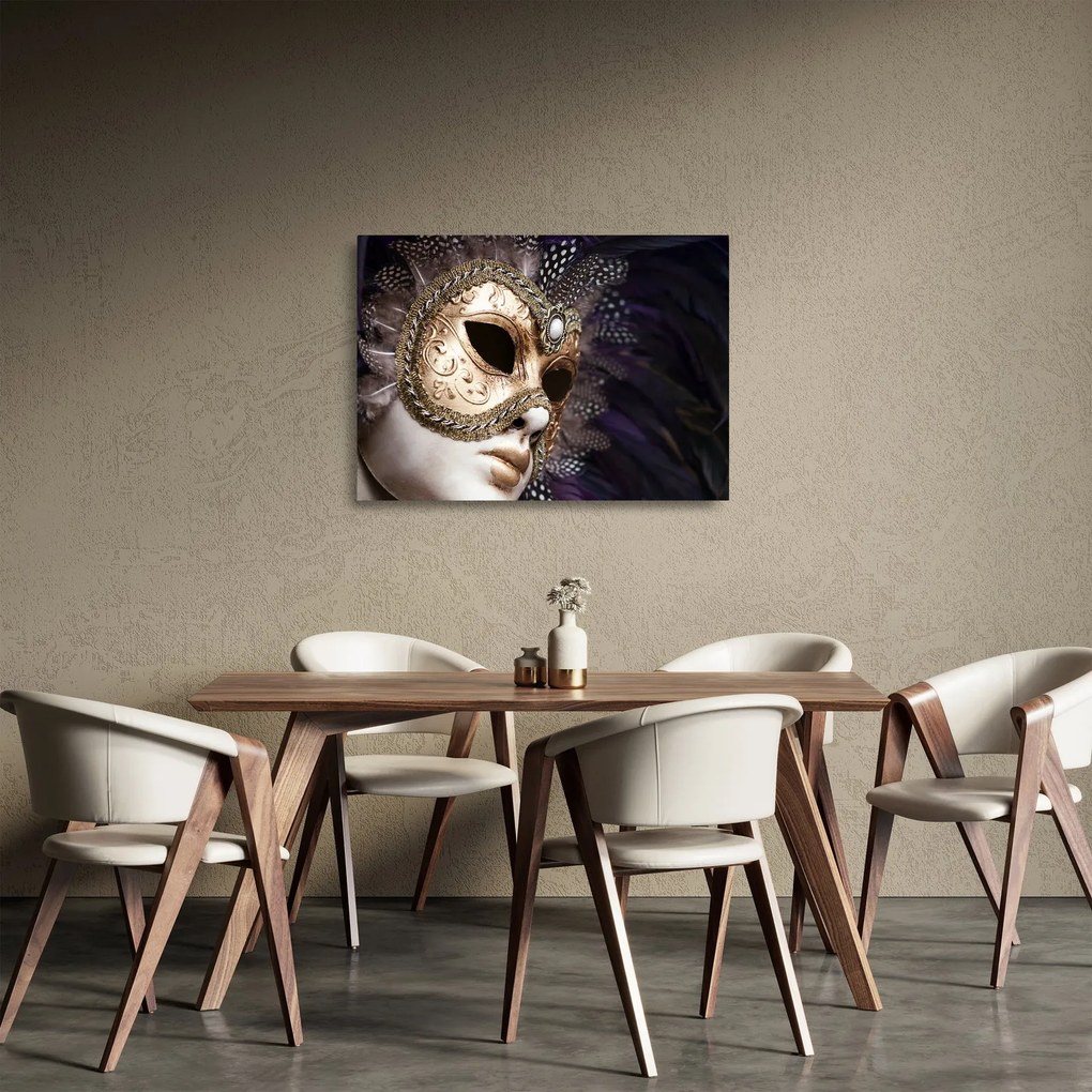 Sklenený obraz sochy so škraboškou (70x50 cm)