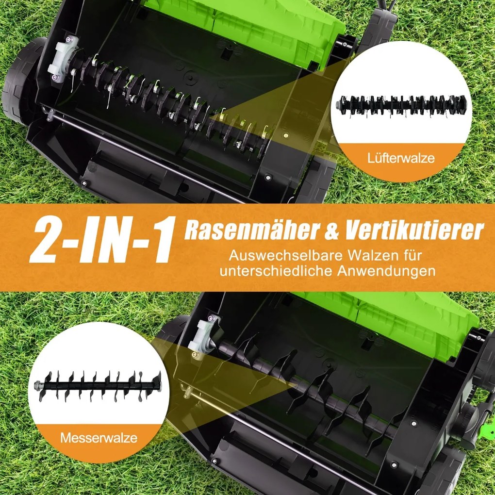 41 cm Elektrický vertikutátor a prevzdušňovač trávnika 15A 2 v 1 s 3-polohovým nastavením výšky zelený Barva: Oranžová