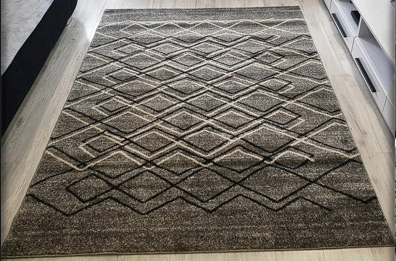 Moderný sivý koberec Rio 166 s geometrickým vzorom – rôzne rozmery Rozmer: 80x150 cm