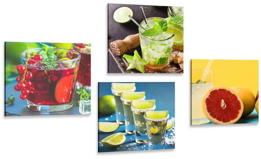 Set obrazov drinky v pestrých farbách Varianta: 4x 60x60