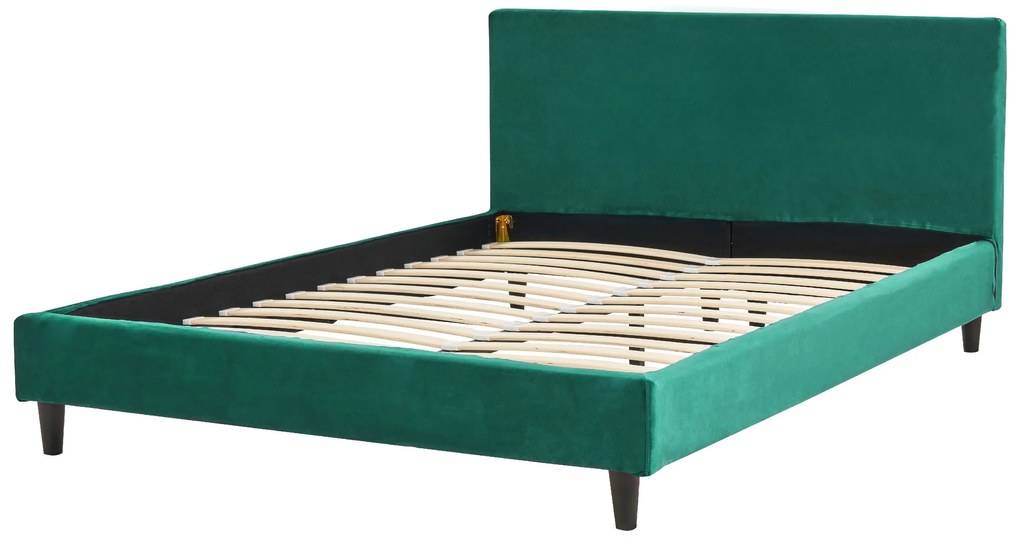 Zamatová posteľ 140 x 200 cm tmavozelená FITOU Beliani