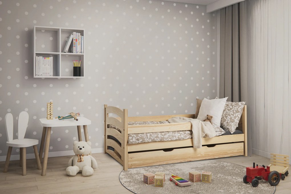 Detská posteľ MELA 80 x 160 cm, borovica Rošt: S lamelovým roštom, Matrac: Matrac COCO 10 cm