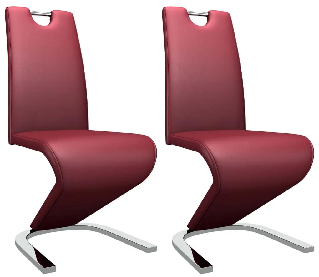 vidaXL Jedálenské stoličky, cikcakový tvar 2 ks, červené, umelá koža