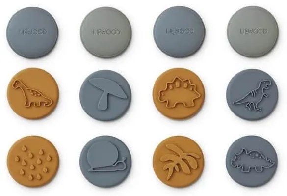 LIEWOOD Silikónové pečiatky Earl Dino Blue Multi Mix