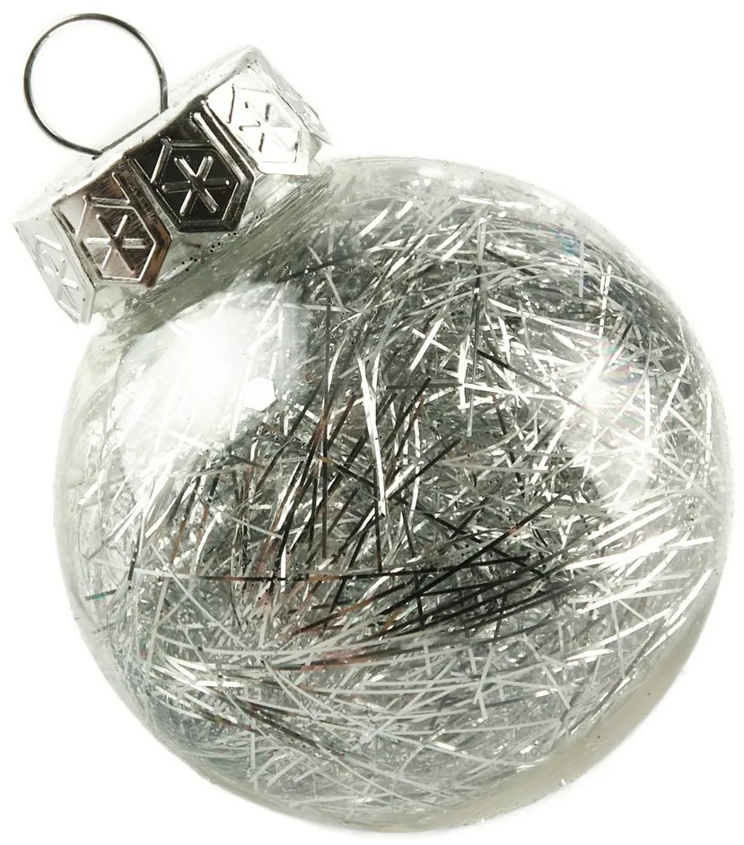 DECOLED Sada ozdob, prům. 6 cm, stříbrná