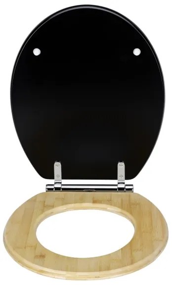 WENKO 25772100 - WC sedátko BAMBUZA 37x44 cm čierna/hnedá/lesklý chróm