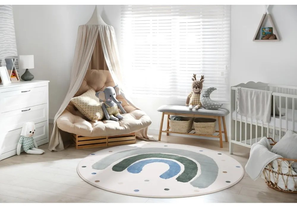 Zelený/slonovinový detský koberec ø120 cm Joyful Mint – FD