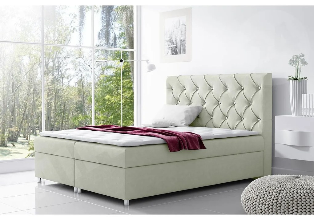 Posteľ kontinentálna Balicci, Rozmer postele: 180x200, Dostupné poťahy: ekokoža Soft 017 (biela)