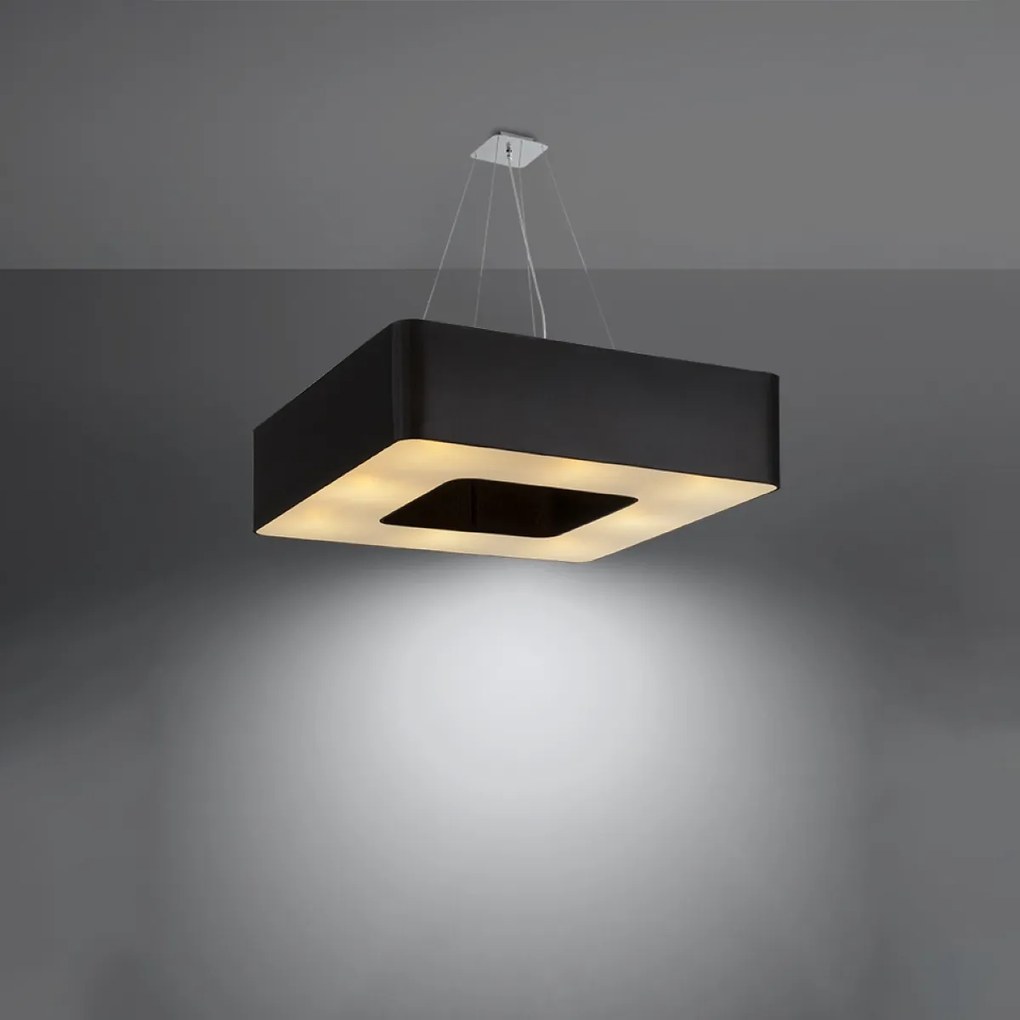 Závesné svietidlo Urano, 1x čierne textilné tienidlo, (biely plast), (80 cm)