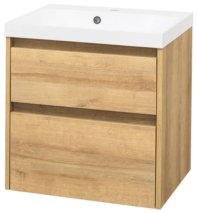 Mereo Mereo, Opto, kúpeľňová skrinka s umývadlom z liatého mramoru, 61 cm, biela, dub, biela/dub, čierna, MER-CN920M