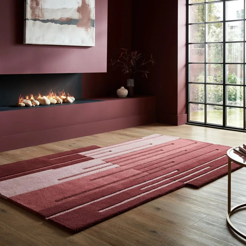 Vínový ručne tkaný vlnený koberec 120x180 cm Split Ombre Shaped – Flair Rugs