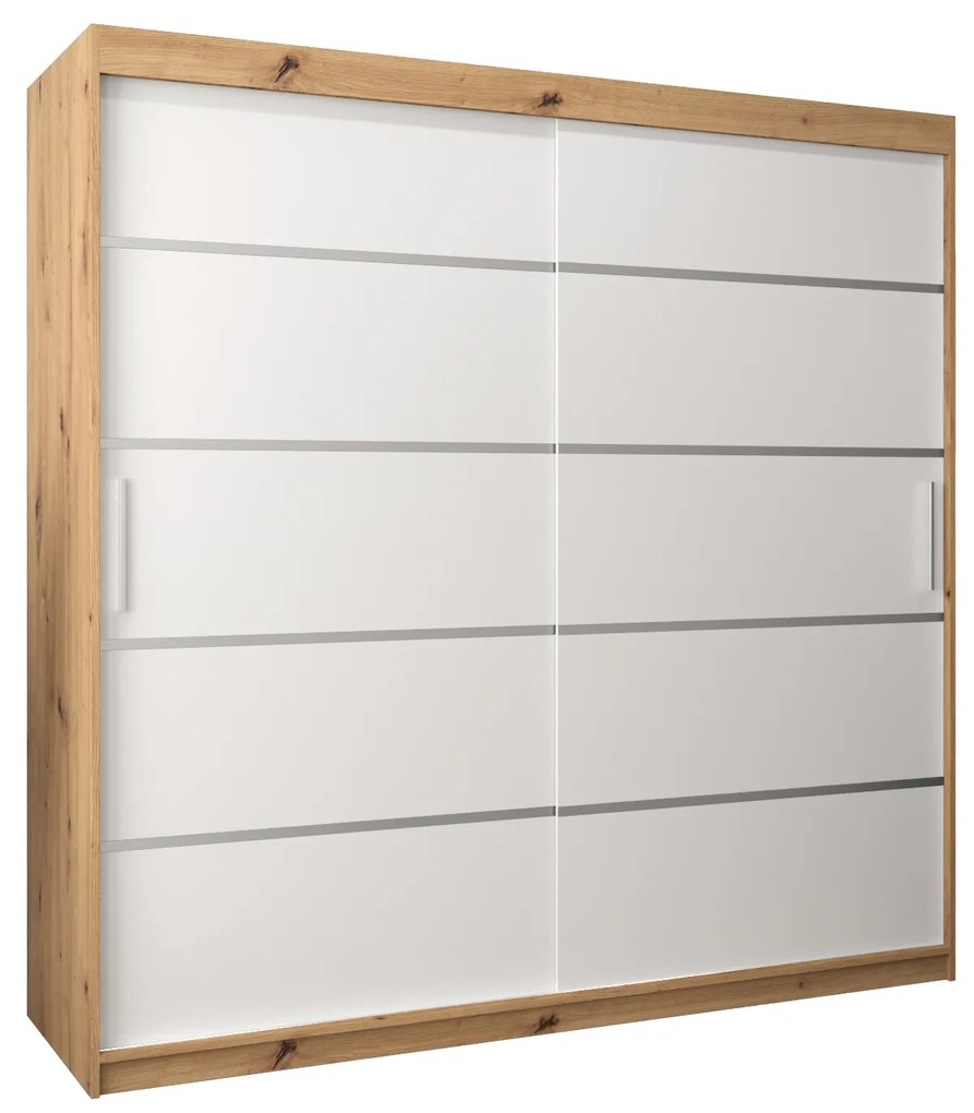 Šatníková skriňa 200 cm Verika 1 200 (dub artisan + biela). Akcia -19%. Vlastná spoľahlivá doprava až k Vám domov. 1063726