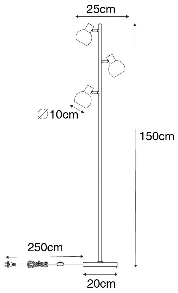 Inteligentná stojaca lampa čierna s dymovým sklom vrátane 3 Wifi P45 - Vidro