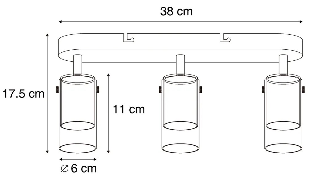 Moderné stropné bodové svietidlo Gunmetal 3-svetlá otočné a nastaviteľné - Drain