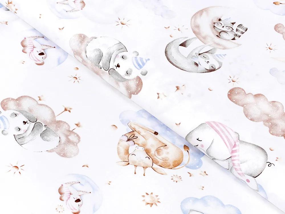 Biante Detská bavlnená obliečka na vankúš Sandra SA-368 Spiace zvieratká na oblohe 40 x 60 cm