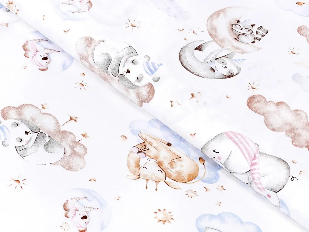 Biante Detská bavlnená obliečka na vankúš Sandra SA-368 Spiace zvieratká na oblohe 50 x 60 cm