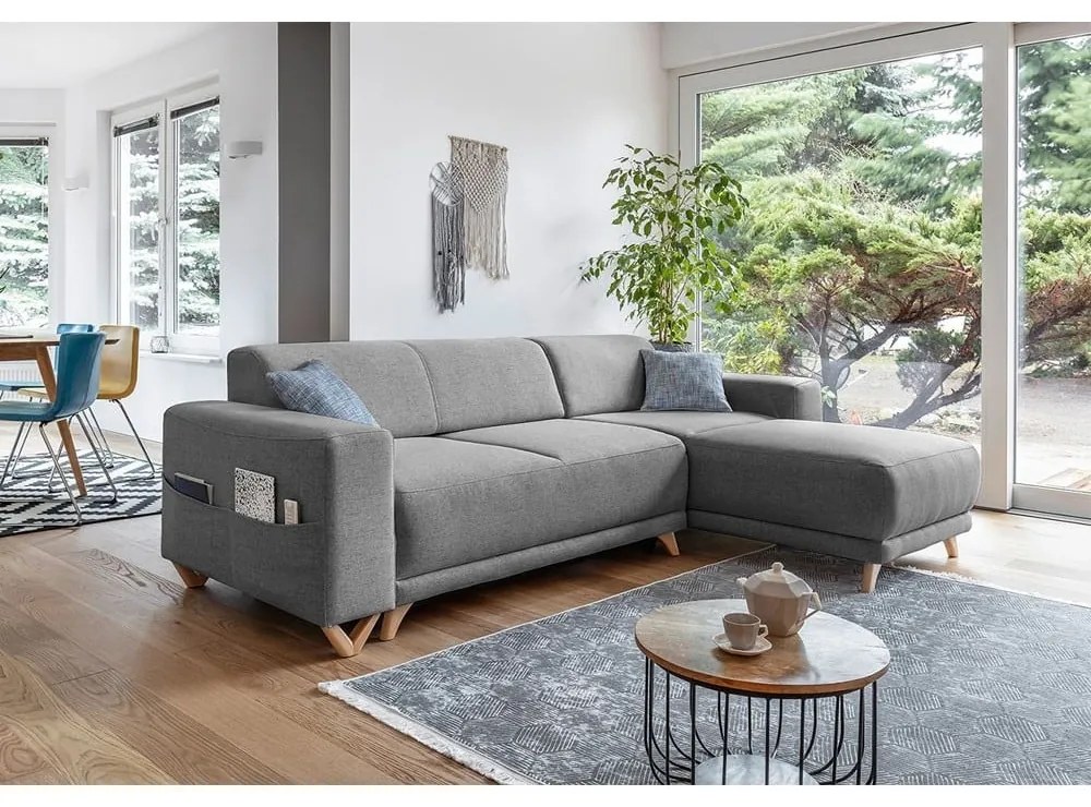Sivá rozkladacia/s úložným priestorom rohová pohovka Classy Sophie – Miuform
