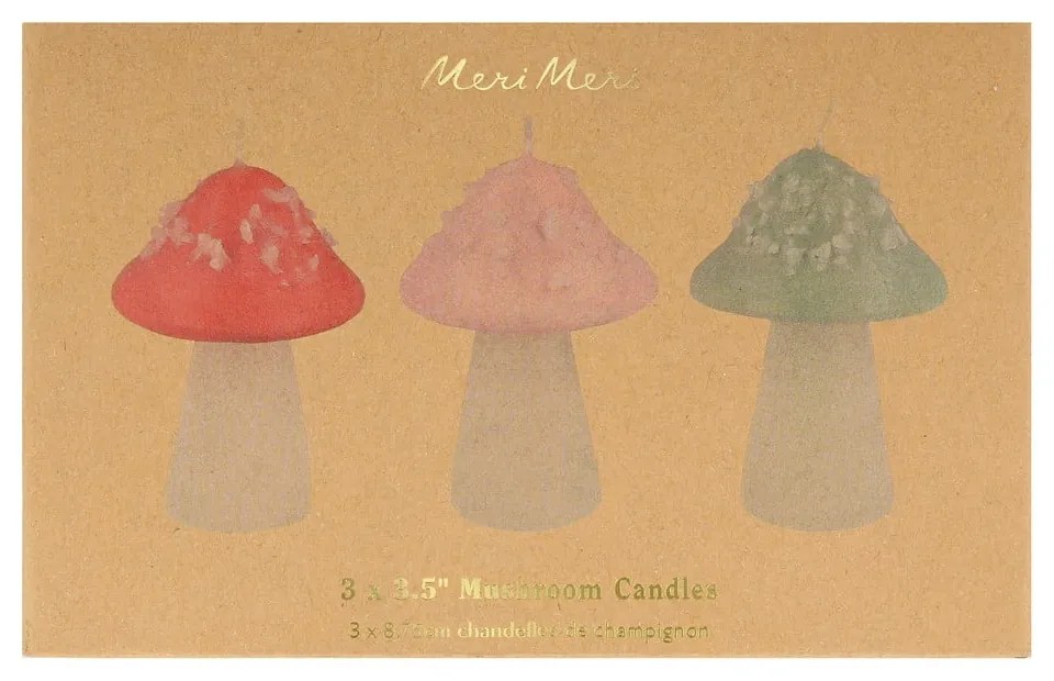 Sviečky v súprave 3 ks Mushroom – Meri Meri