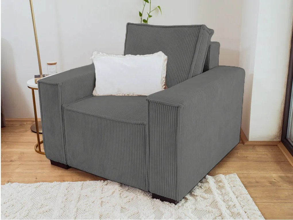 Kreslo s taburetom SMART SET, tmavo sivá