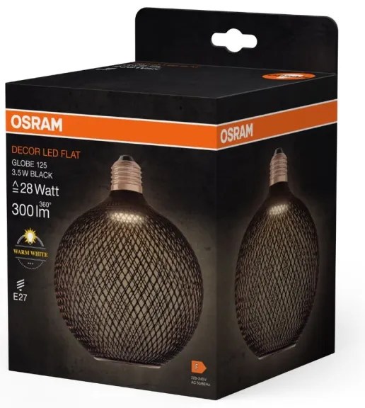 LED Žiarovka DECOR FLAT G125 E27/3,5W/230V 2700K čierna - Osram