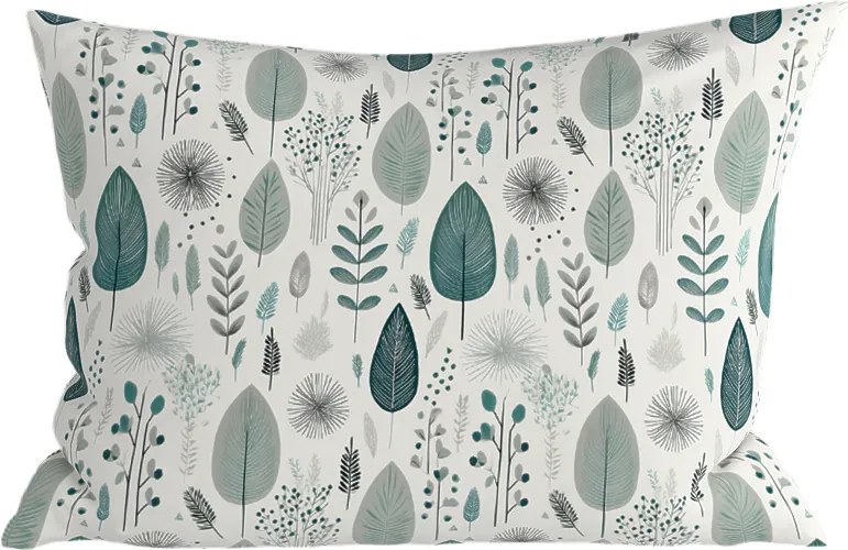Polybavlnená obliečka na vankúš LEAFBIRD POLY 50x70 cm, bielo-zelený