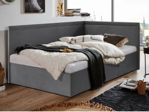 Rohová posteľ Travis pravá 120x200, šedá látka%