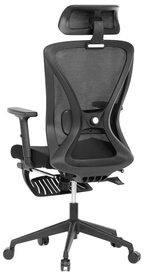 Kancelárska ergonomická stolička MAINE s opierkou na nohy — sieť, čierna