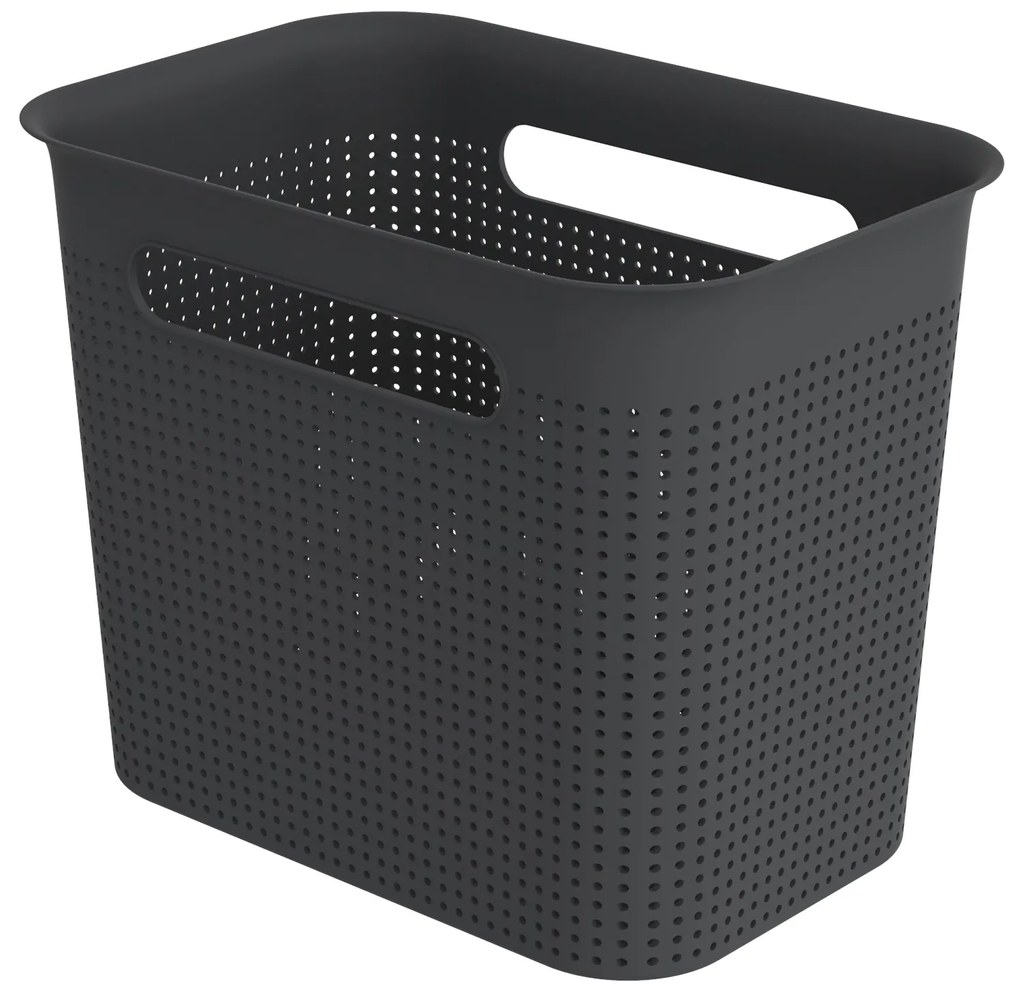 Úložný box s rúčkami BRISEN 7l, 26x18x21cm, čierny S vekom / Bez veka: Bez veka