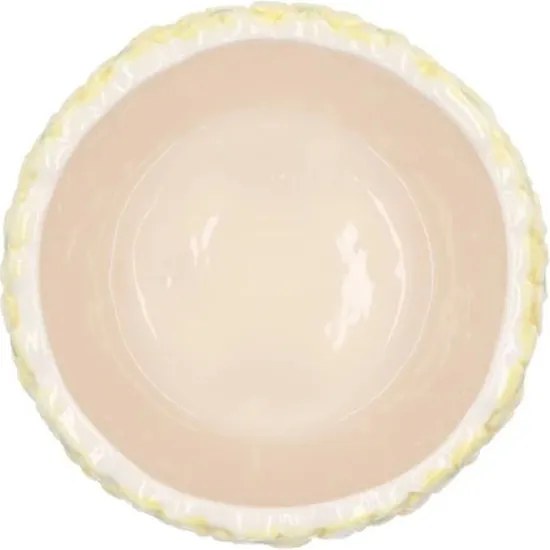 Ružovo-zelený obal na kvetináč s reliéfom kvetov Jane Flower - Ø 15*13 cm