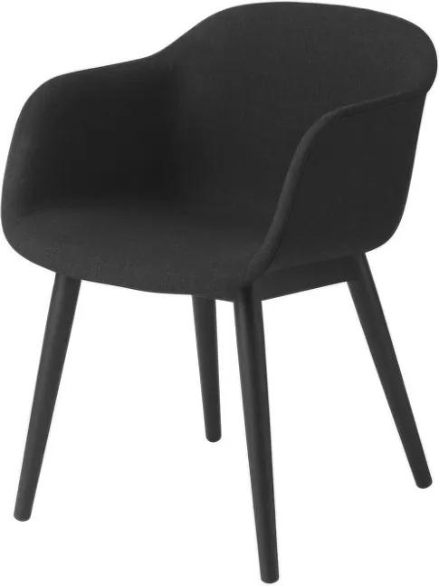 Muuto Stolička Fiber Arm Chair, čalúnená čierna