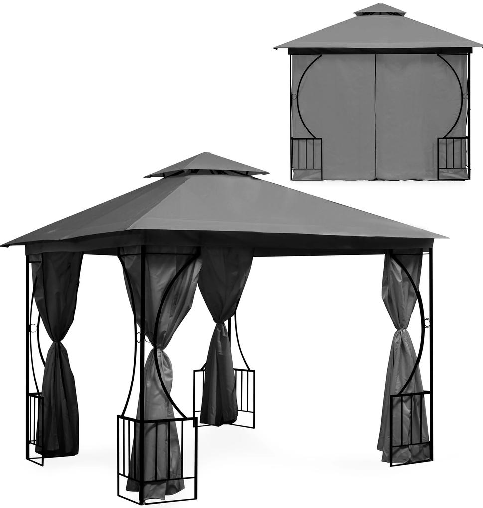 ModernHome Záhradný altánok Pavilón - 3x3m, šedý