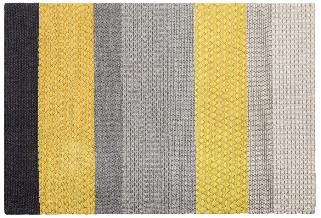 Vlnený koberec 160 x 220 cm žltá/sivá AKKAYA Beliani