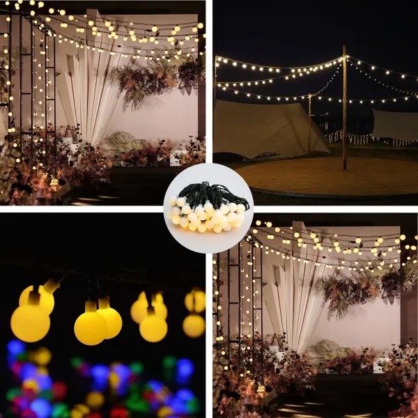 Brilagi - Solárny LED dekoratívny svetelný reťazec BUBBLE 50xLED/8 funkcií, 7 m, IP65, teplá biela