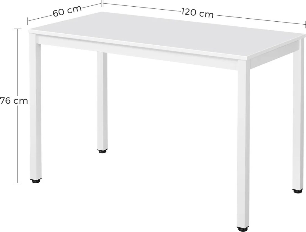 Biely jedálenský stôl s bielou doskou TESSA 120x60 cm
