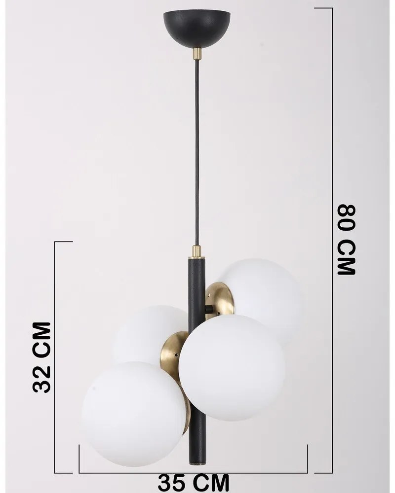 Biele/čierne závesné svietidlo so skleneným tienidlom ø 15 cm Forte – Squid Lighting