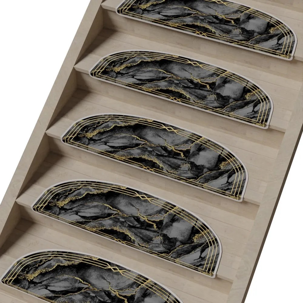 Tmavosivé nášľapy na schody v súprave 16 ks 20x65 cm Marble Dream – Vitaus
