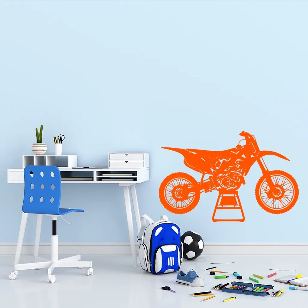 Veselá Stena Samolepka Cross Motorka Farba: oranžová, Veľkosť: 60 x 39 cm