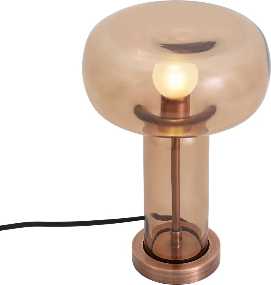 Hotel Chic Stolná lampa tmavý bronz s hnedým sklom - Amara