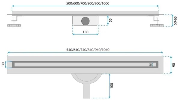 REA-G2710 - Odtokový žľab NEOX SLIM 70 cm nerezová oceľ/čierna