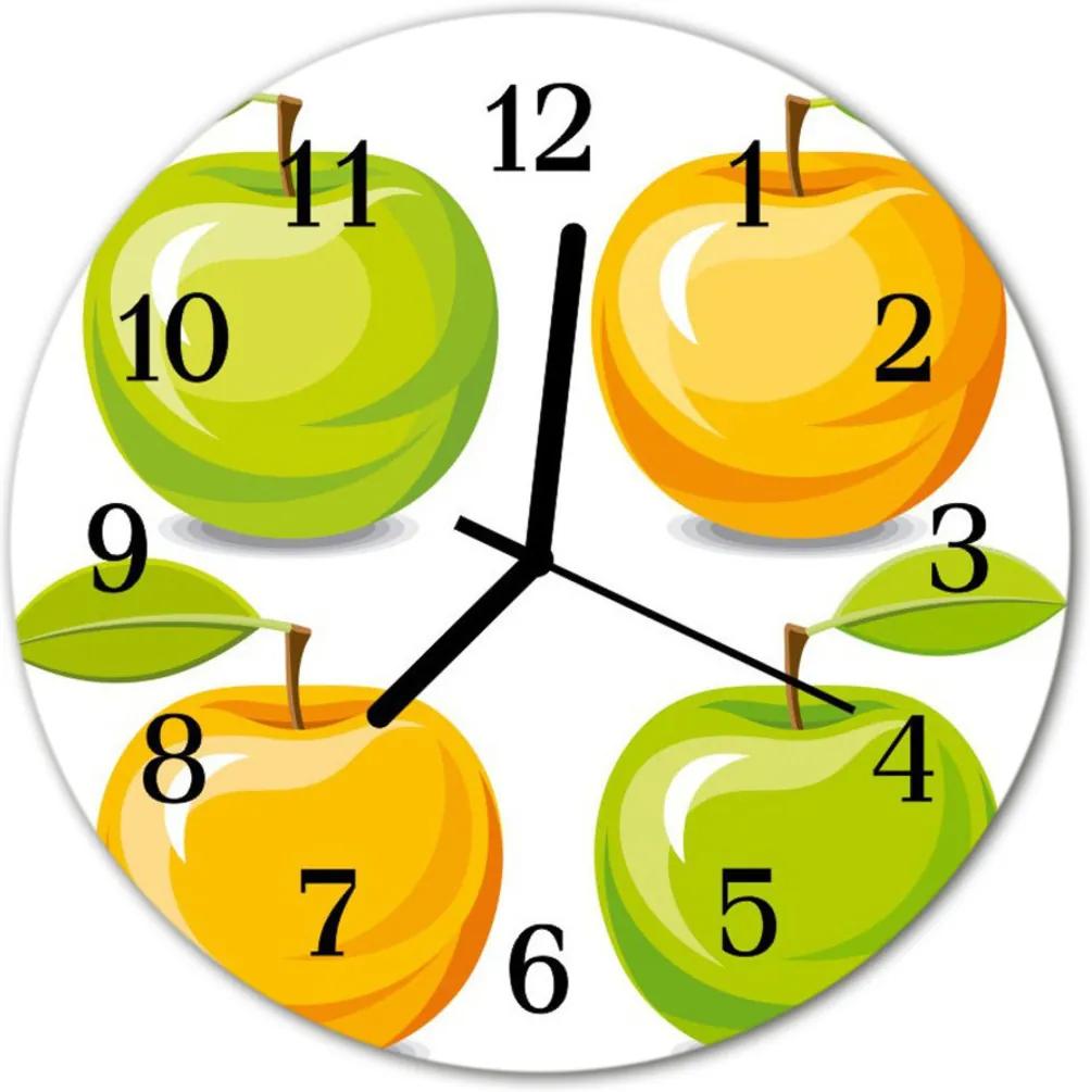 Sklenené hodiny okrúhle  jablká