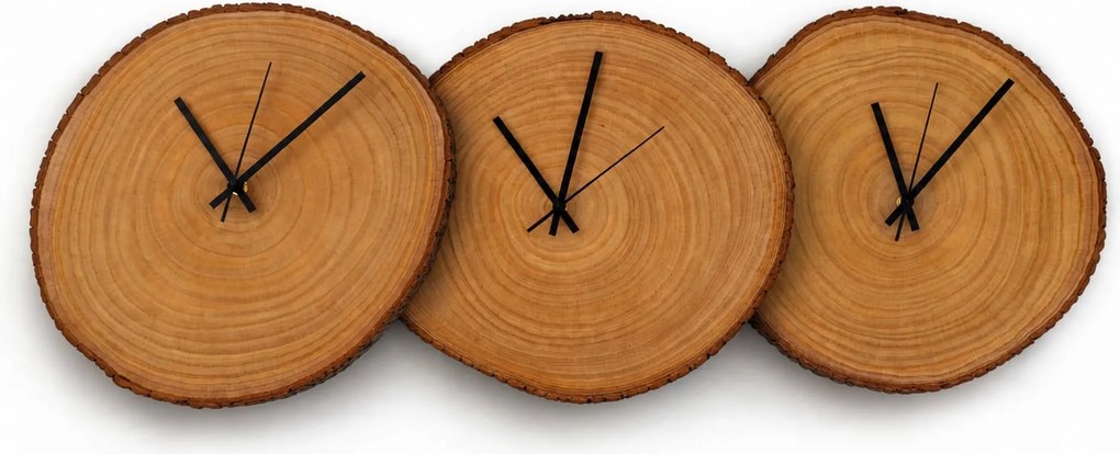 Nástenné hodiny z plátu dreva s letokruhmi a kôrou | KOR: Amber - 3072 26-29 cm 4801-115567 KOR001-29-AMBER