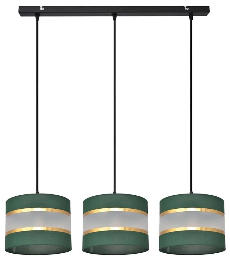 Luster na lanku HELEN 3xE27/15W/230V zelená/zlatá