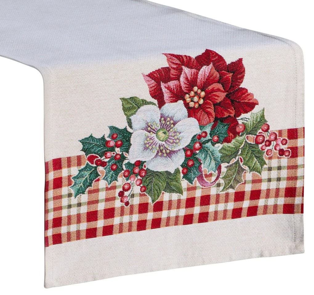 VIANOČNÝ GOBELÍNOVÝ BEHÚŇ NA STÔL MERRY5 40X100 CM VZOROVANÝ